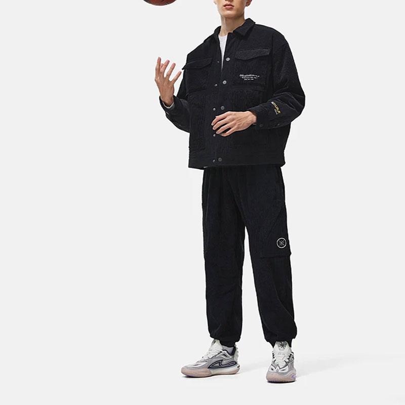 Li-Ning Wade Series Letter Print Polo Collar Loose Jacket Men Jacket Black AJMT217-1