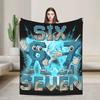 Pink Meme  Six Seven   Italian Brainrot Funny Plush Blanket for Kids Soft Flannel Throw on Couch Bed Home Comfort Bedspread