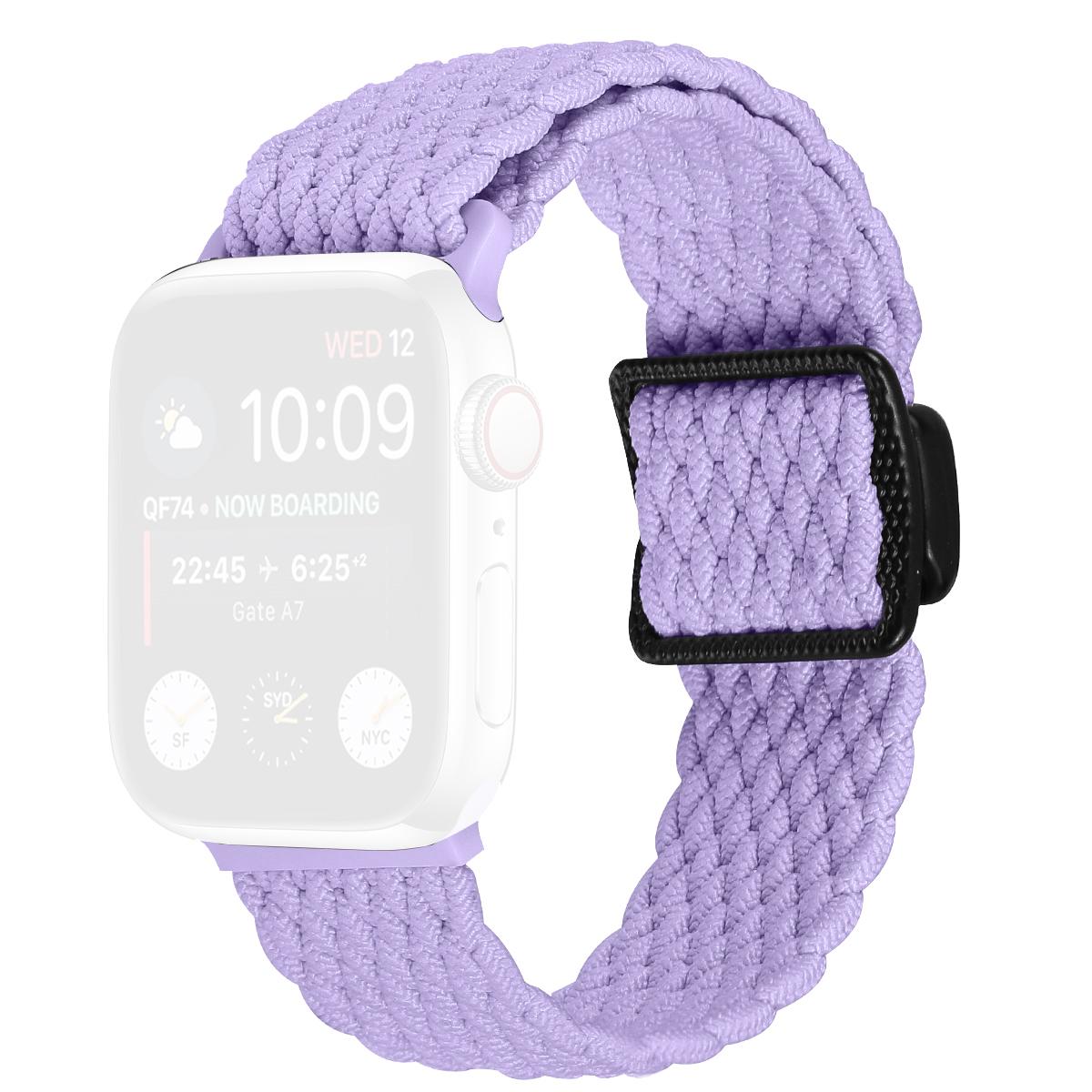 

Nylon Strap for Apple Watch Series 10 9 8 7 SE 6 5 4 3 2 1 42mm 41mm 40mm 38mm Braided Watch Band with Magnetic Buckle Purple