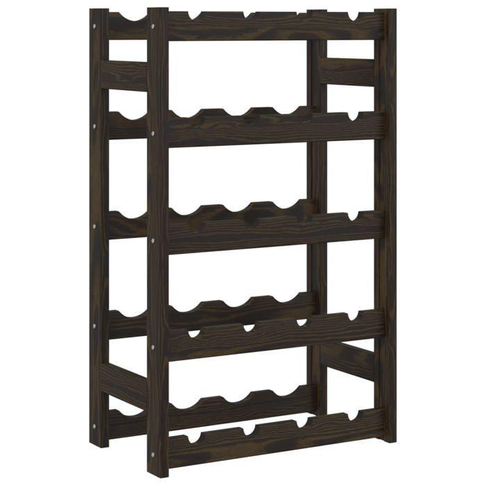 VidaXL Wine Rack for 20 Bottles Black Solid Pine Wood 373401