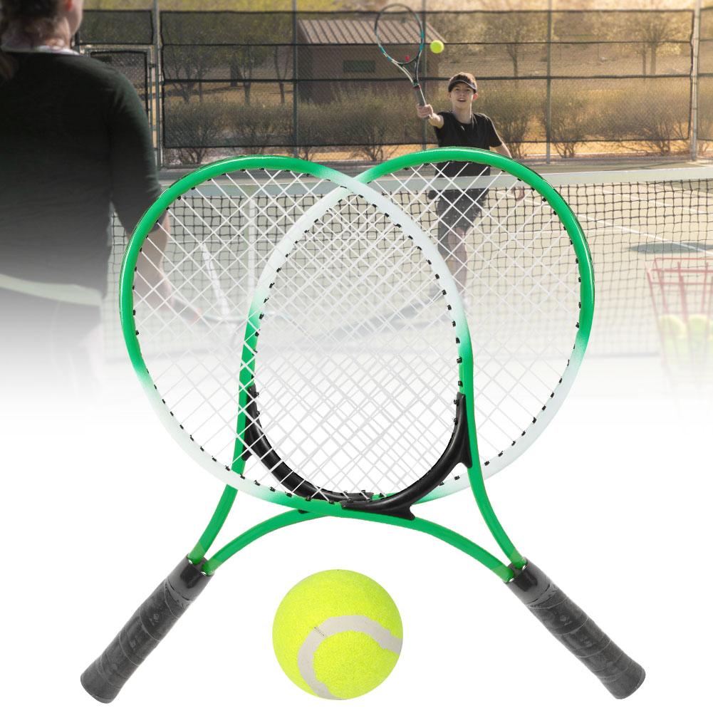 Iron Alloy Children Tennis Racket Beginner Practice Racquet with and Carry Bag(Green)