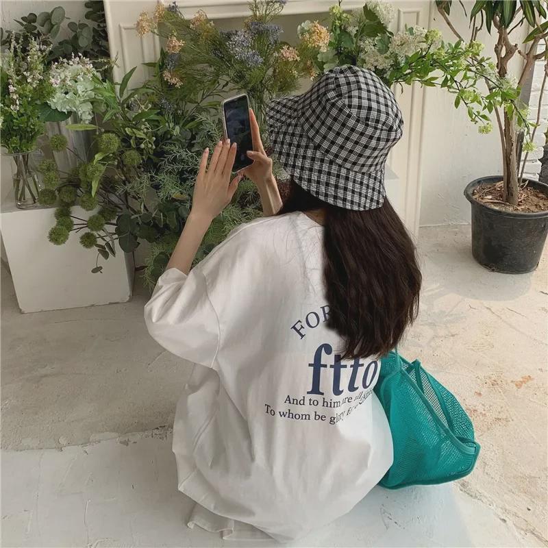 Dámské letní triko s rozparkem velké velikosti s potiskem písmen (2024)