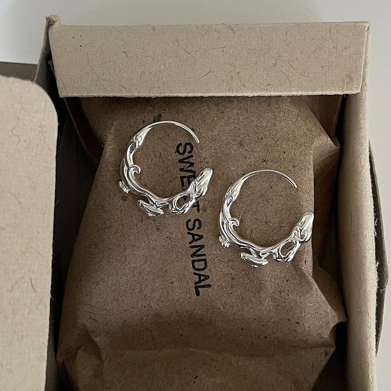 

Необычные серьги-иглы из серебра 925 пробы с дизайном Wind Hollow Lava Niche, универсальные повседневные серьги 2025 года, новинка 999 Silver