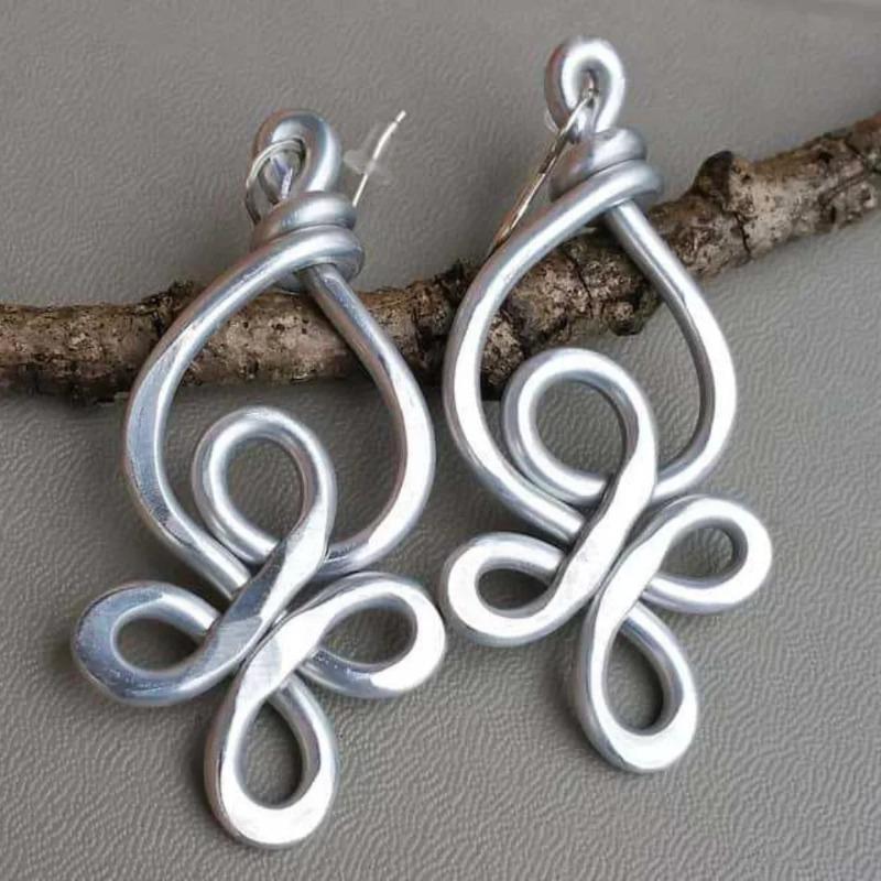 

42x22mm Extra-large Punk Silver Color Alloy Celtic Knot Dangle Earrings for Woman Girl Exaggerated Jewelry Accessories Colorfast