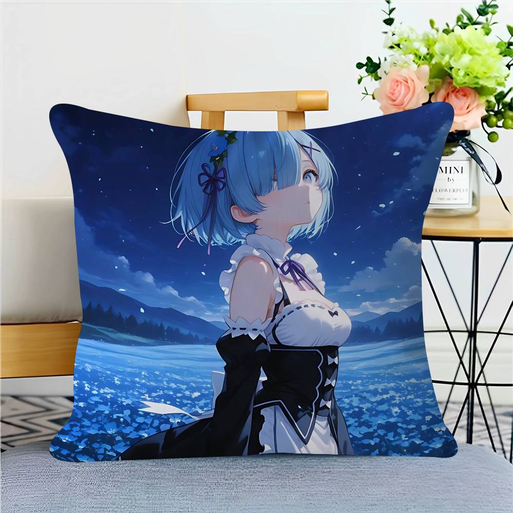 Re Zero R-Rem Pillow Gift Home Office Decoration Bedroom Sofa Car Cushion Cover Case 45x45