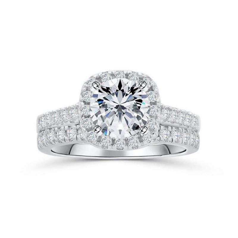 New Hot Selling Silver Plated Rings set For Women Cubic Zirconia Jewelry Wedding Engagement Ring  Size 5-11