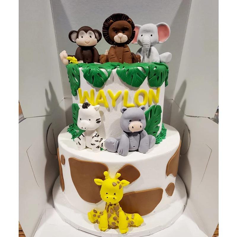 Jungle Theme Animal Fondant Silicone Mold Elephant Sugarcraft Birthday Cake Decoration Tools Giraffe Monkey Zebra Cupcake Topper