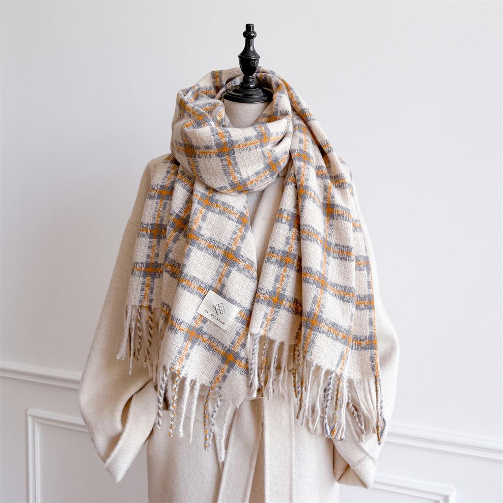 NEW Luxury Cashmere Women Plaid Scarf Winter Warm Shawl and Wrap Bandana Pashmina Long Tassel Female Foulard Thick Blanket