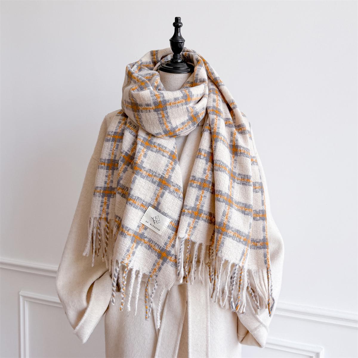 

NEW Luxury Cashmere Women Plaid Scarf Winter Warm Shawl and Wrap Bandana Pashmina Long Tassel Female Foulard Thick Blanket 70x180cm