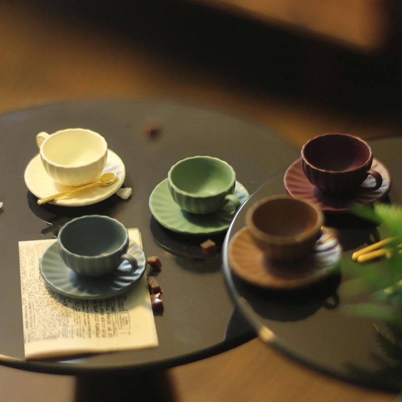 3Pcs/Set 1:12 Dollhouse Mini Furniture Model Diy Access Coffee Cup Saucer Spoon