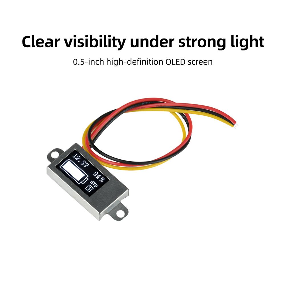 DC 0-30V Ultra-Thin Mini OLED Voltmeter 0.5 Inch OLED Display Voltage Meter for DIY 1-6S Battery Capacity Percentage Indicator