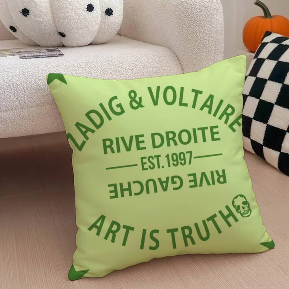 Fashion Z-Zadig And V-Voltaire Pillow Case Anti-dustmite Pillowcase Invisible Zipper Silky Short Plush Sofa Cushion Cover