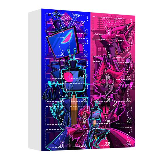 

Календарь Адвент Отель Хазбин 24 дня Рождественская коробка для обратного отсчета с уникальным дизайном окошек Многофункциональное праздничное украшение для детских комнат, домов, автомобилей D