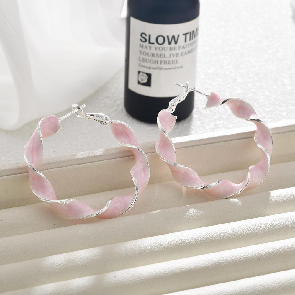 Large Colorful Spiral Oil Drop Hoop Earrings - Summer Fashion Personalized Design for Women