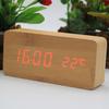 Wooden Clock Thermometer Electronic Clock Creative Wooden Student Alarm Clock Triangle Digital Clock