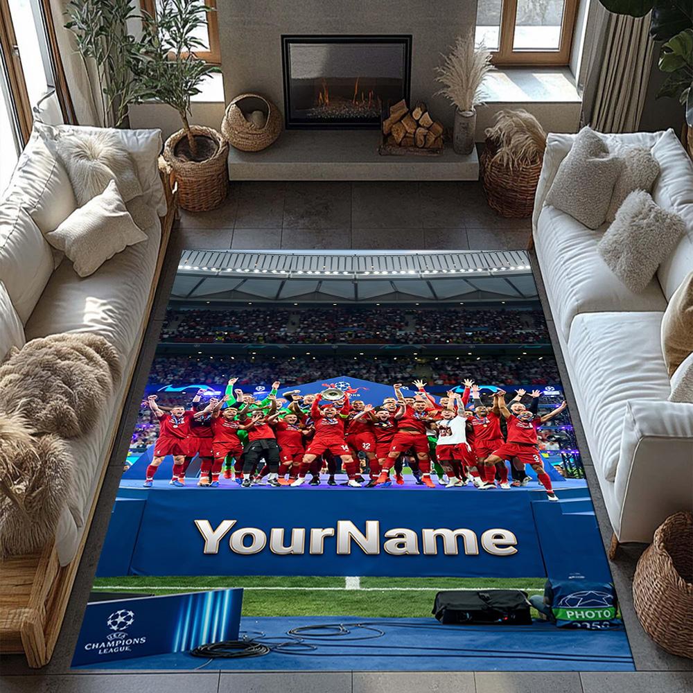Liverpool Customizable Name Floor Mat Perfect for Playrooms Foyer Living Rooms Kitchen Anti-slip Rug Anime Office Decor Gift for Festivals