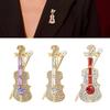Rhinestones Studded Violin Shape Brooch Lapel Pin Artistic Brooch Pin for Formal Event Outfit Women and Men Unisex