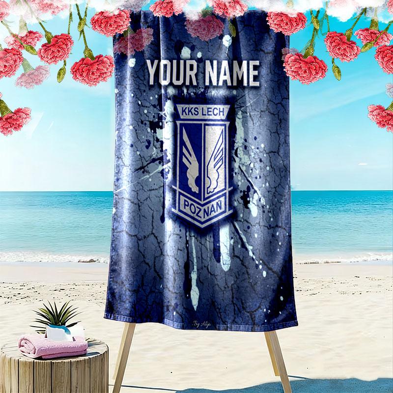 Custom KKS Lech Poznań Print Beach Towel, Large Soft Quick Dry Towel for Beach Camping Swimming
