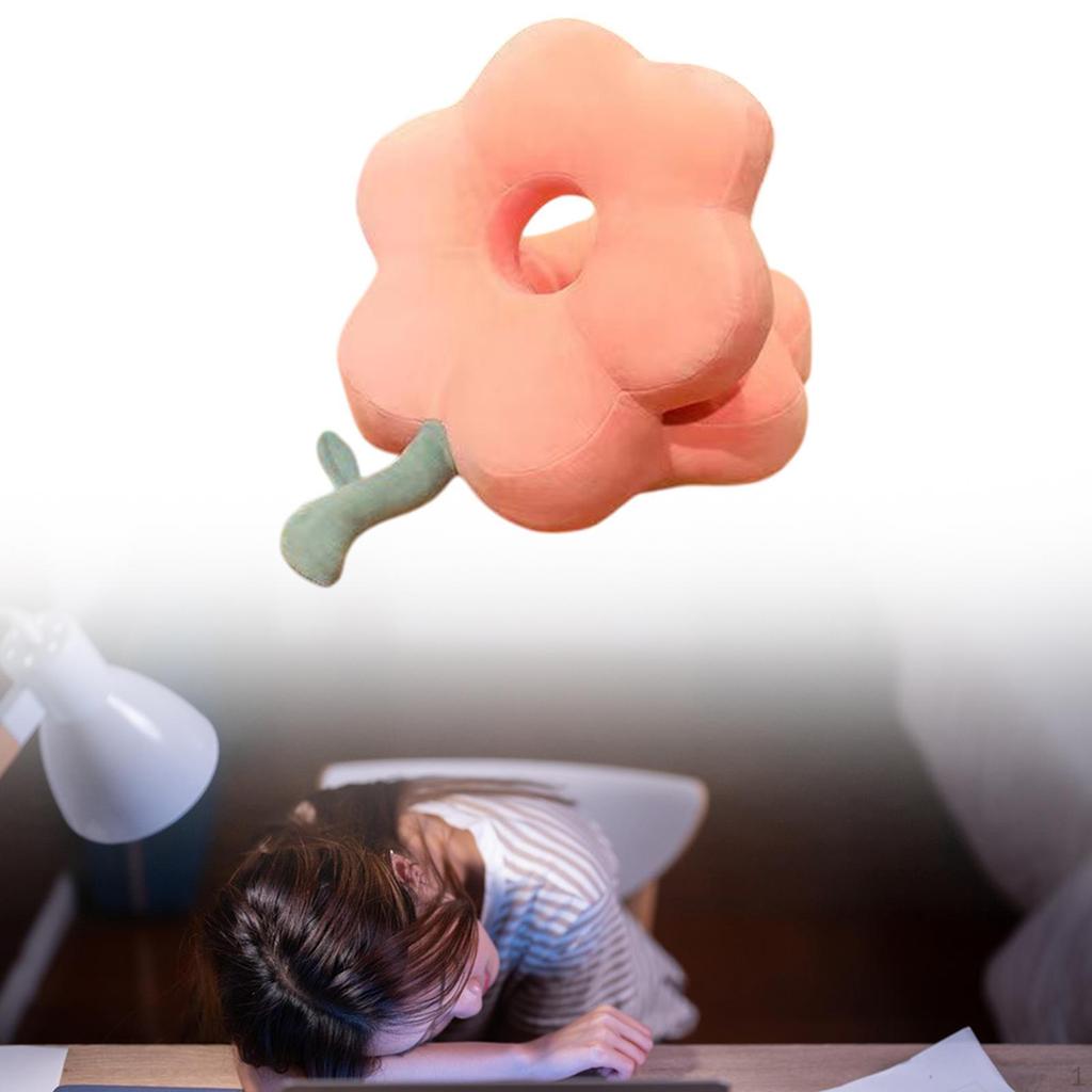 Pillow Cartoon Facial Sweet Soft Flower Shape Desk Hugs Cushion for Bedroom Office Hotel