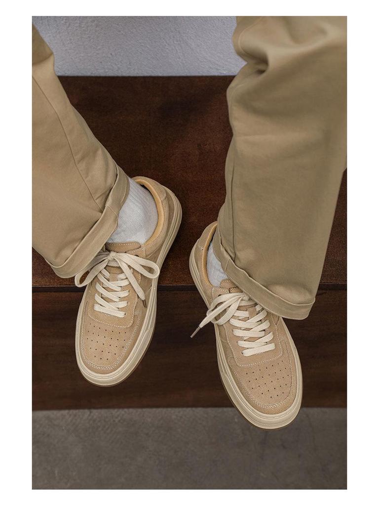 2024 New Design Men's Thick-Soled Cow Suede Casual Sneakers – Trendy & Versatile Fashion