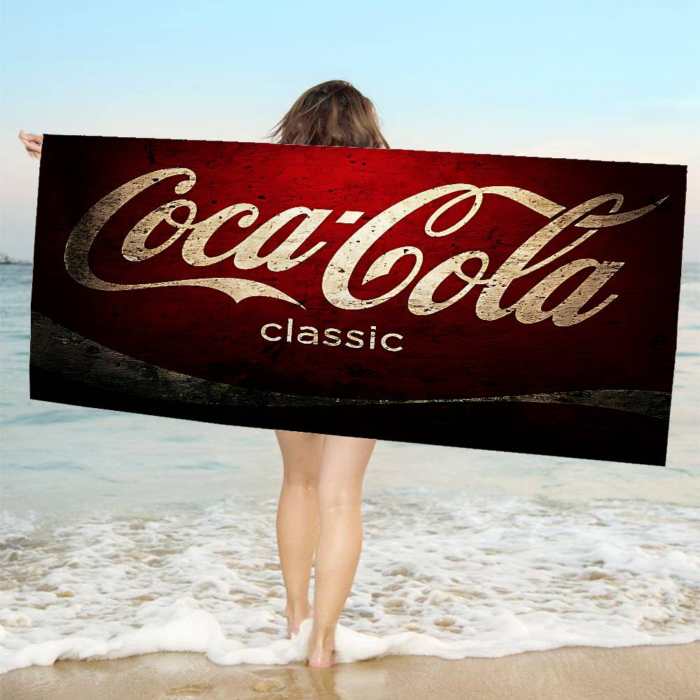 C-Cocas C-cola Vintage Logo Beach Towel Colorful Bath Towels for Girl Microfiber Quick Custom Sand Free Beach Yoga Spa Gym Pool