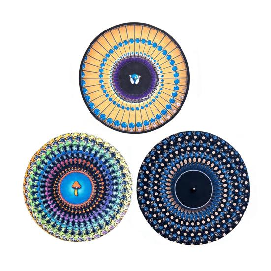 2/3 Peças Slipmat Animado Zoetrope 12 polegadas Ilusão Óptica Tapete de Toca-discos Slipmat de Vinil Animado com Efeito de Movimento Zoetrope Disco Visual Cinético