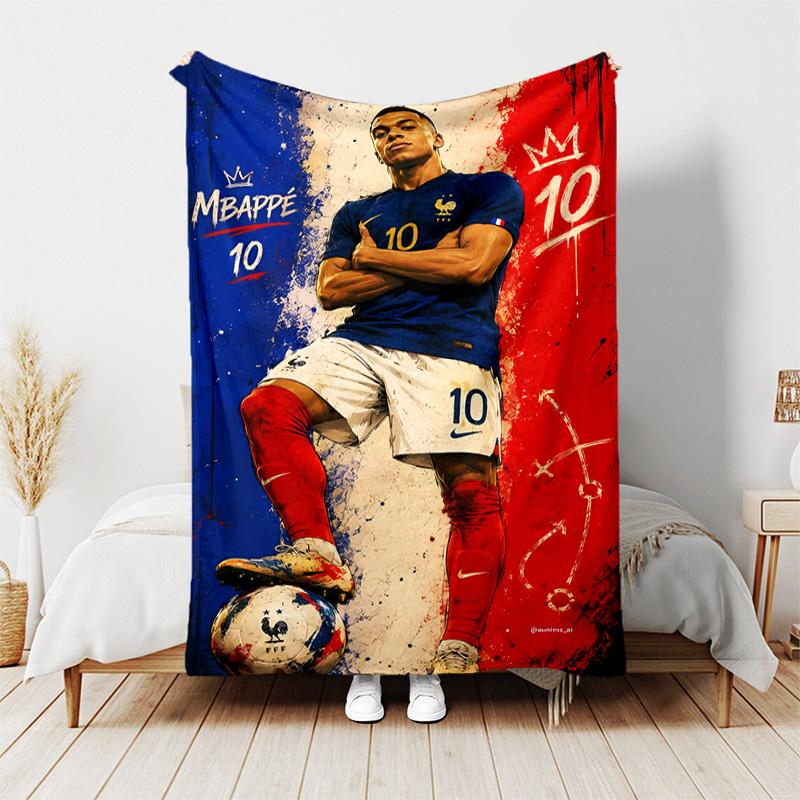 1pc Blanket - Kylian Mbappé Print Design, Lightweight Blanket for Sofa, Bed- Soft &Warm, Gift for All Seasons