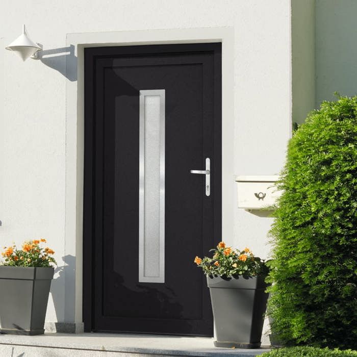 VidaXL Porte d'entrée anthracite 88x200 cm PVC, porte, porte en PVC,, porte d'entrée, porte d'entrée en PVC 3187903