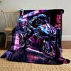 "Racer On Neon Streets Motorcycle Design" Patterned Blanket, Flannel, Suitable for All Seasons, Home Decor, Warm and Cozy