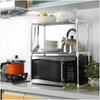 2-Layer Microwave Oven Shelf Stainless Steel Kitchen Detachable Rack Kitchen Organize Tableware Shelves Home Storage Rack Holder