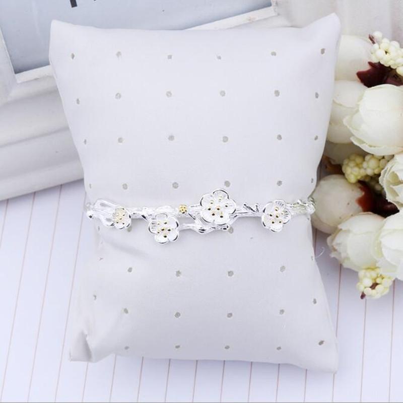 Creative Fashion 925 Sterling Silver Jewelry Exquisite Cherry Flower Blossom Branches Allergy Opening Bracelets   SL014