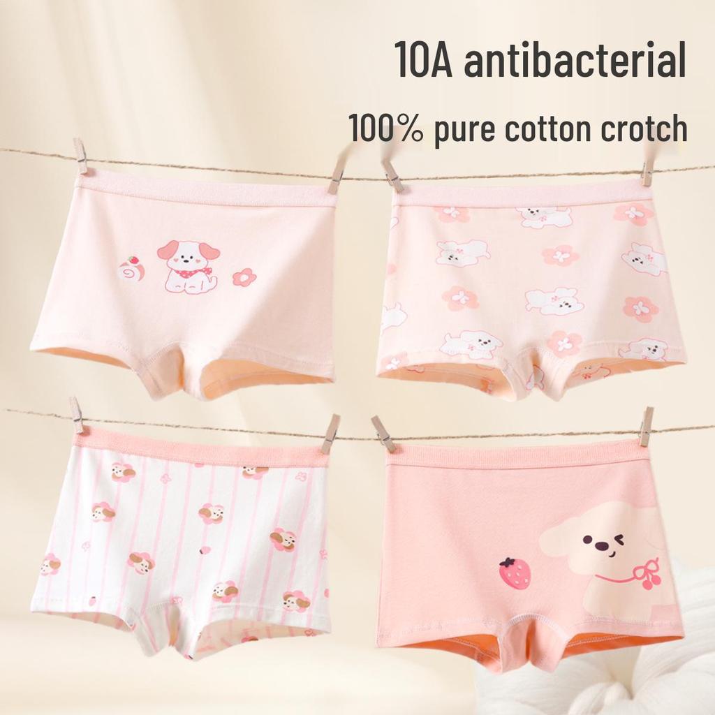 Girls' Pure Cotton Boxer Briefs - Class A, No-Pinch Design, Soft Cotton Crotch for Students and Toddlers