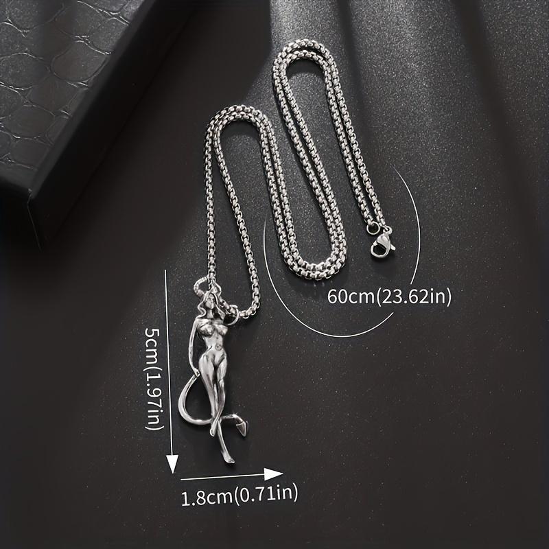 Fashion Creative Design Devil Goddess Pendant Necklace Men's Witch Motorcycle Pendant Necklace Charm Accessories Birthday Gift
