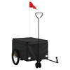 VidaXL Bicycle Trailer, Transport Cart with Hitch Bar, Bicycle Trailer with Flag for Luggage, Black 94101