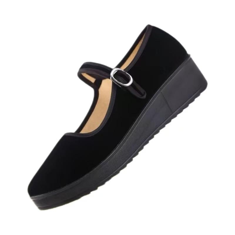 Chaussures en tissu à talons moyens hauts antidérapantes pour femmes pour le travail et la danse