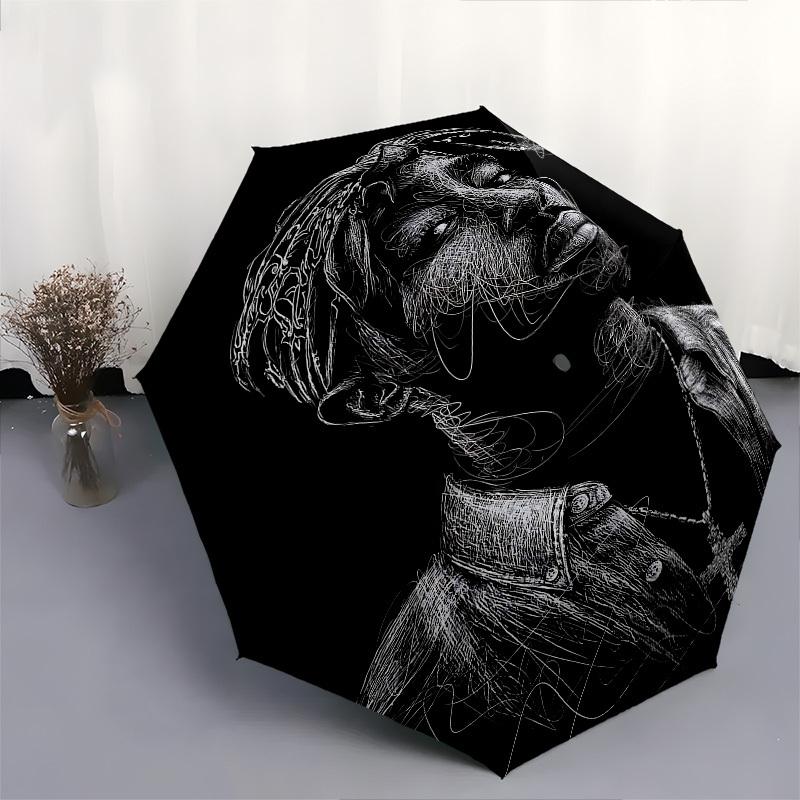 1pc Tupac Shakur Sketch Automatic Open Close Umbrella  Windproof Canopy, Automatic Open Close Button10189
