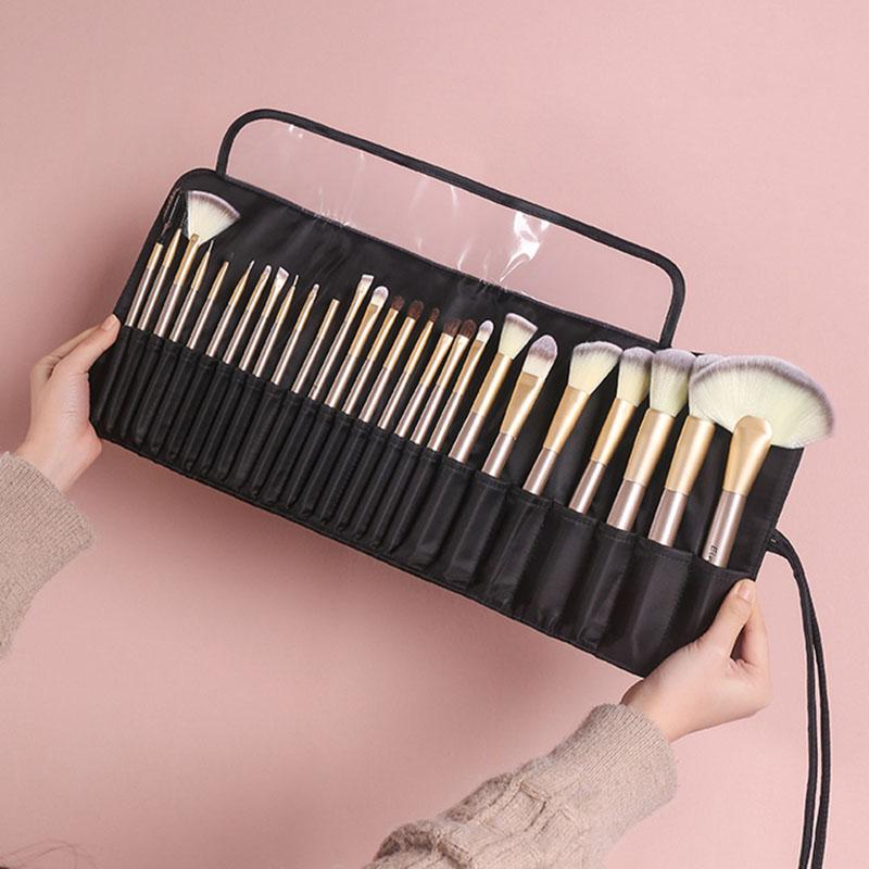 Large Capacity Makeup Brush Storage Bag, Storage Folding Bag, Nylon Makeup Brush Bag, Makeup Artist Tool Bag, 26 Hole Makeup Bag