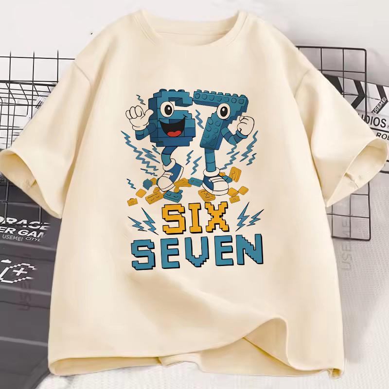 Unisex Women Fashion Gaming Meme T-Shirt Y2k Casual Tees Tops for Boys Girls Funny Six Seven 67 Brainrot Print Short Sleeve T Shirt