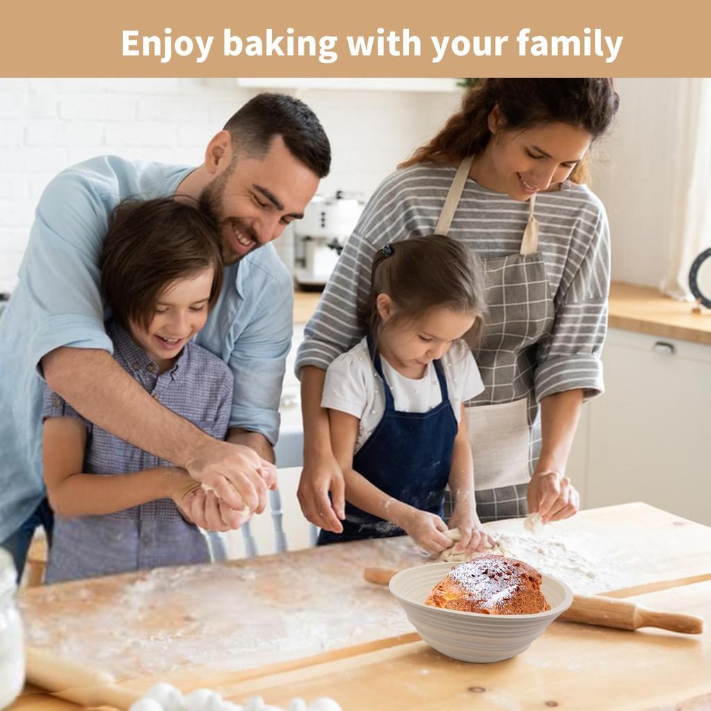 Sourdough Bread Baking Supplies, Set of 2 Silicone Banneton Bread Proofing Baskets, 9 Inch Round & 10 Inch Oval Foldable Proofing Baskets, Optimum