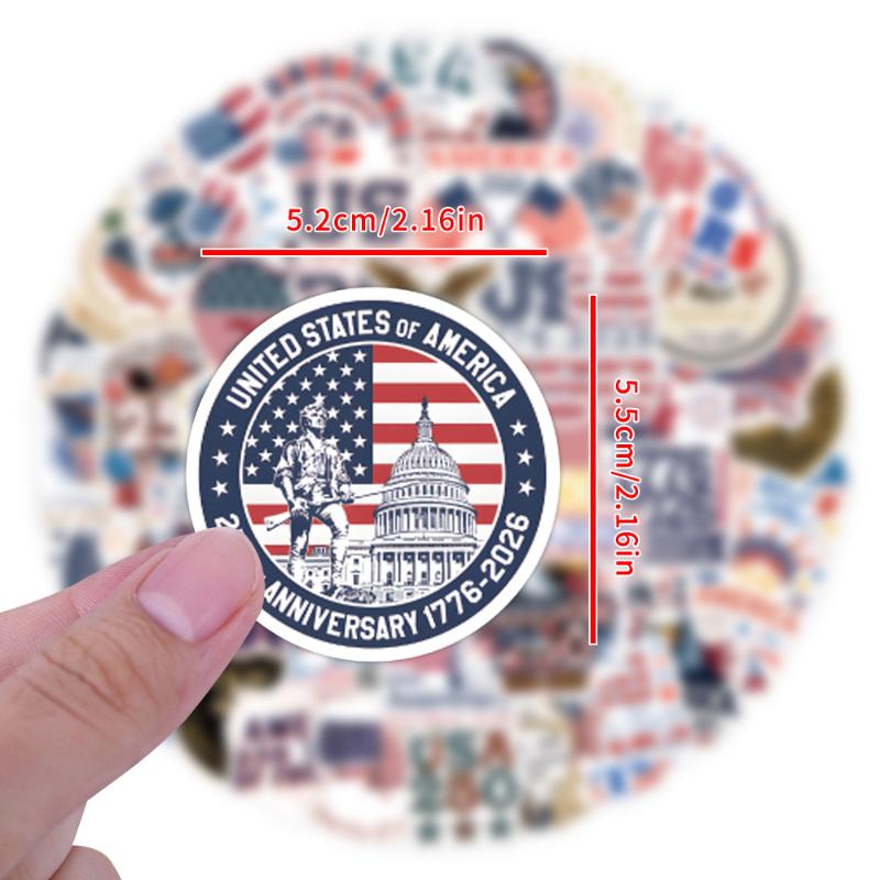 50Pcs United States 250Th Anniversary Cartoon Stickers Holiday Celebration Decoration Toys Laptop Guitar Bike Graffiti Decals
