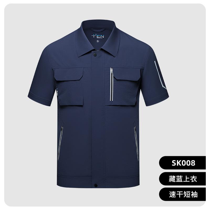 Summer short-sleeved work clothes, tops, men s printing factory workshop, shopping mall group clothes, quick-drying work clothes S/160