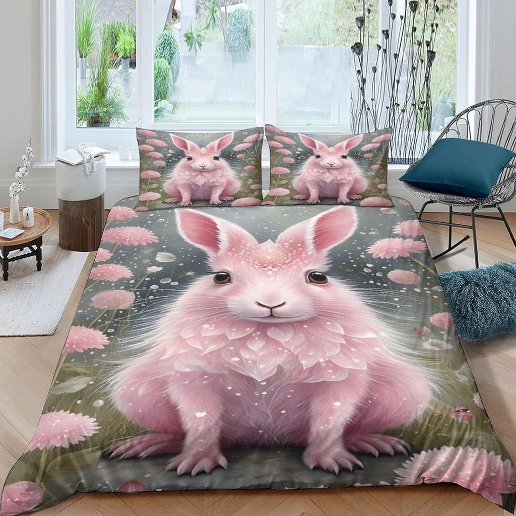 3D Tiger Rabbit Snake Pig Snail Unicorn Chick Fish Doona Duvet Quilt Cover Set