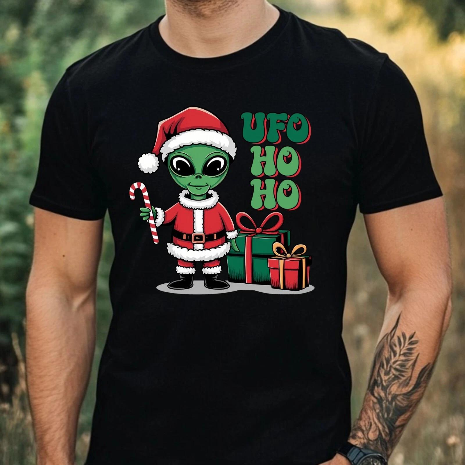 T-Shirt Herren Weihnachts Alien Motiv Baumwolle Größe XS bis 5XL XS