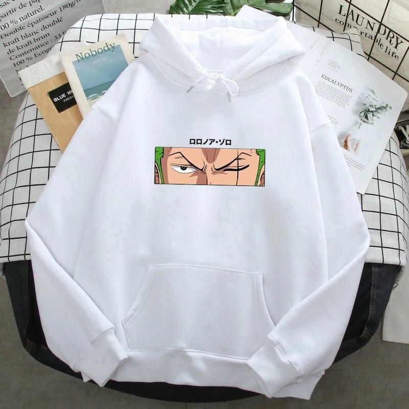 Roronoa Zoro Print Hoodies Unisex One Piece Anime Sweatshirts Hooded Long Sleeves Hooded Pockets Streetwear Clothes