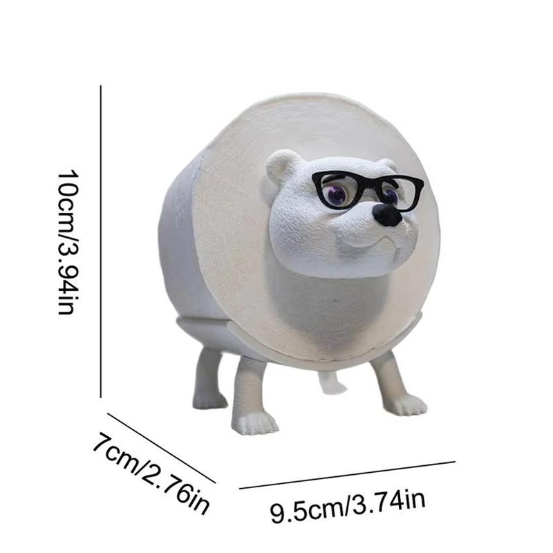 Kreativer Eisbär Rollenpapierhalter mit Brille Niedlicher Cartoon-Bär Papiertuchspender Badezimmer Toilettenpapier Aufbewahrungs-Organizer