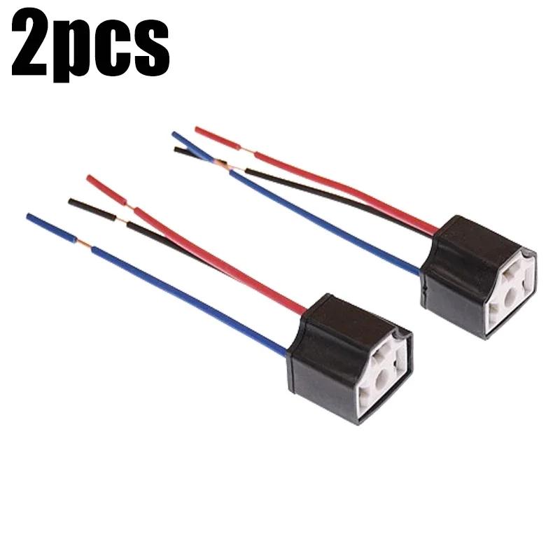 2/4/6/10pcs Car Bulb Lampholder 3-hole Ceramic Wire Wiring Car Headlight Bulb Light Beam Socket Plug Auto Light Accessories H4