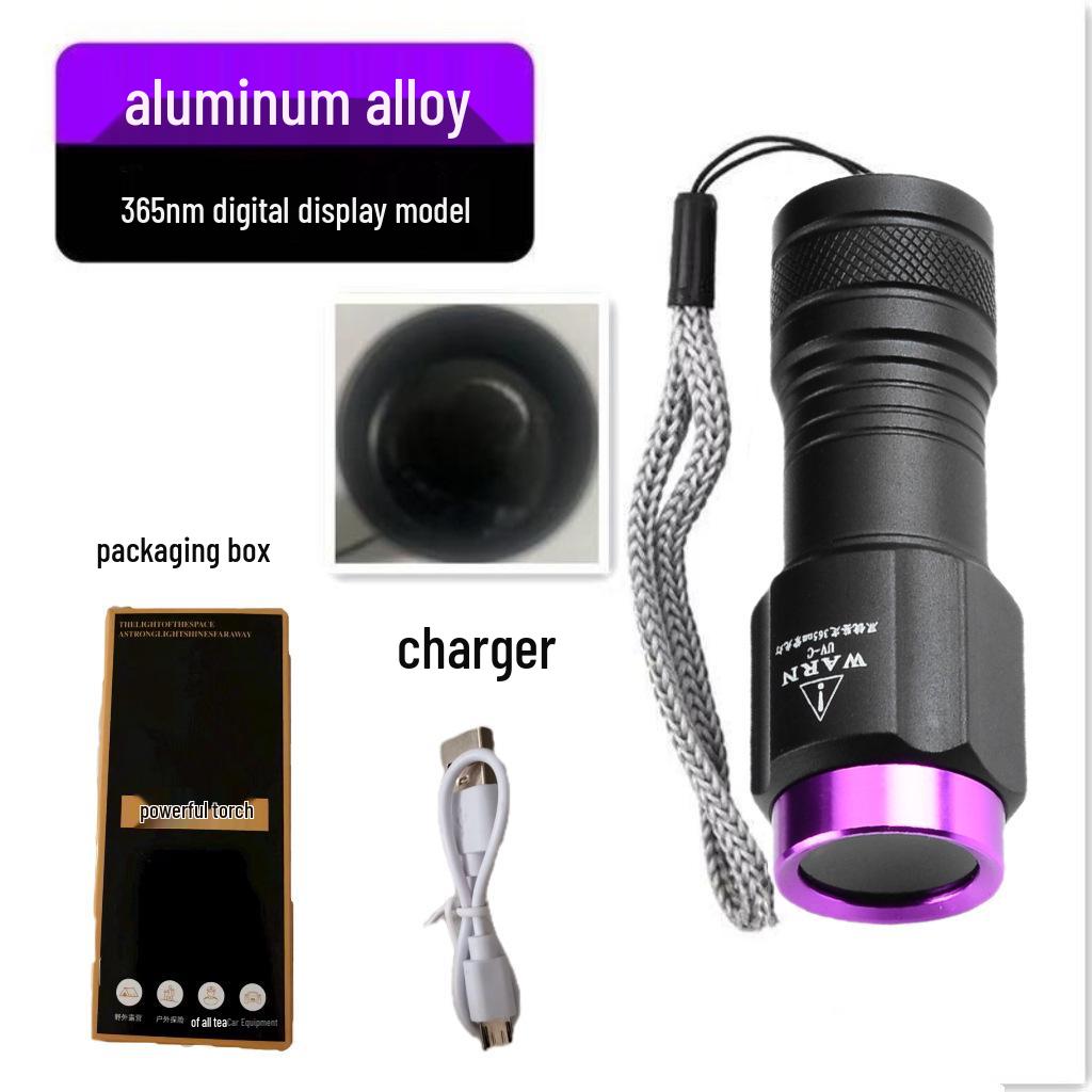 UV-Schwarzlicht-Taschenlampe: Tragbarer 365nm Banknotenprüfer, Fälschungssicher, Jade-ID, Wood-Lampe, USB wiederaufladbar