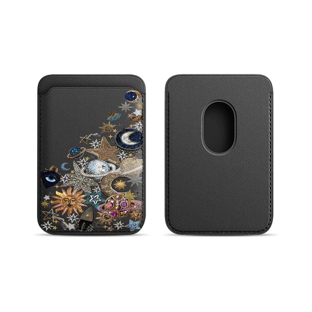 Bohemian Sun Moon Star Leather Phone Wallet Case For Magsafe Magnetic Card Holder Slim Back Pocket Shockproof Durable Cover