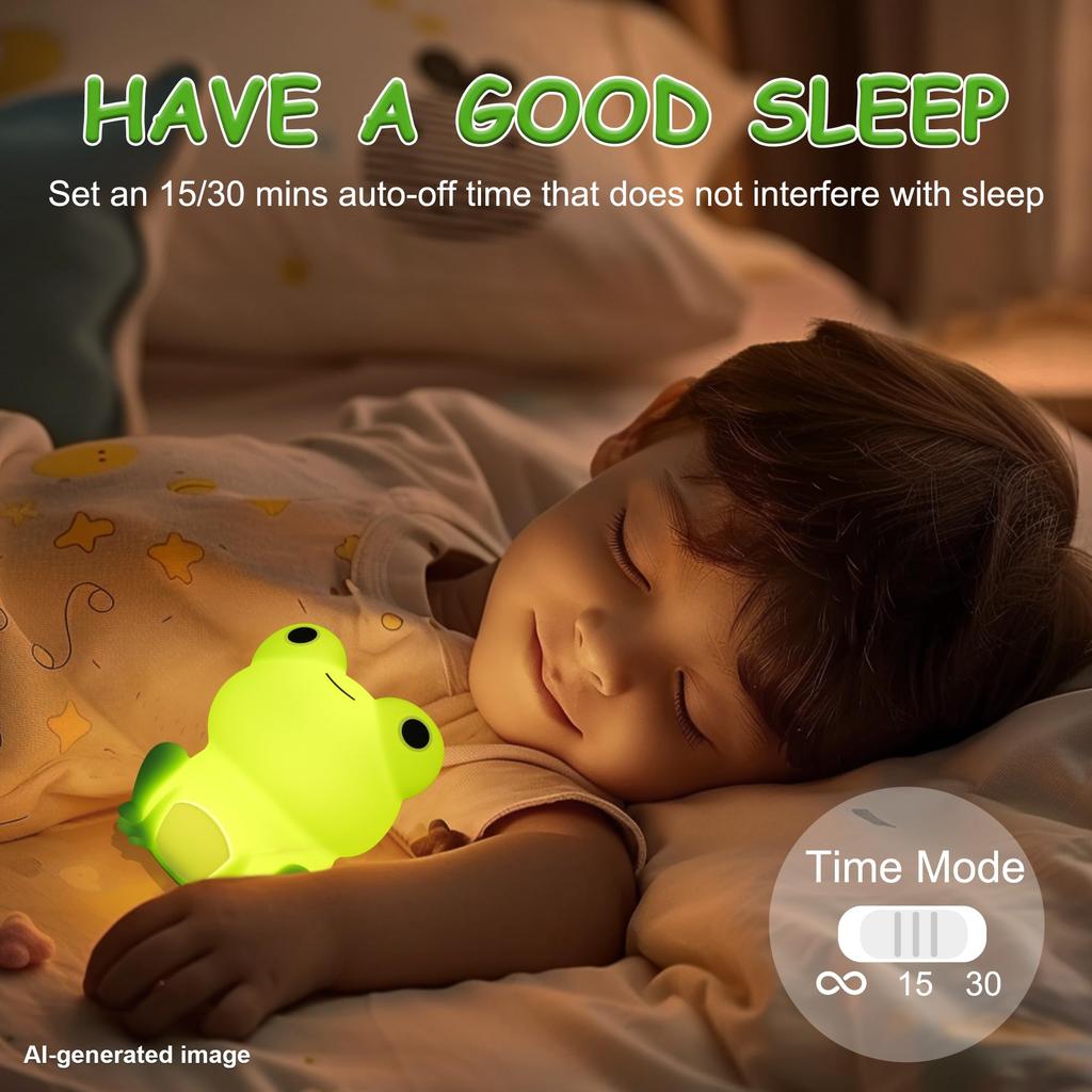Frog Night Light Lampeez Nursing Light Silicone Night Light Timer Setting Table Lamp Bedside USB Rechargeable Safe Dimmable Birthday Gift