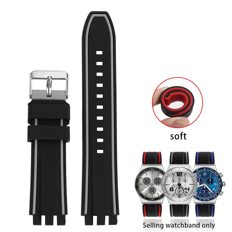 Bracelet en Silicone pour Swatch 19mm 20mm 21mm Bracelet de Poignet en Caoutchouc Imperméable Bracelet de Montre Bande de Sport Bracelet Avec Outils